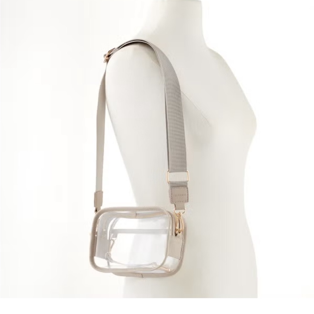 Taupe stadium clear crossbody